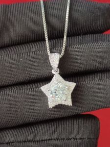 Diamcity (Free Gra Certificate) 925 Perak Moissanite Set Perhiasan Cincin Kalung Anting Liontin