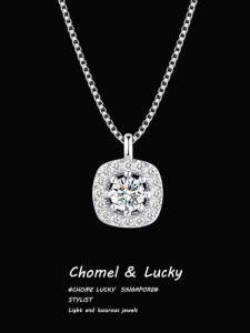 Pure Silver Necklace Diamond Embedded Womens Fashion Jewelry Birthday Gift Fresh out Original Design Box Chain 45cm