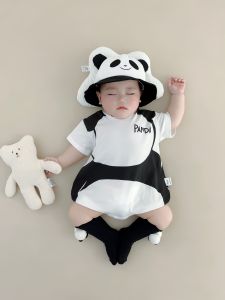 Baby Cartoon Triangle Diaper Coveralls Summer Outfit Thin Male Female Newborn Cotton Casual Style Short Sleeve Clothes