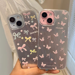 Adorable Fairy Wings Butterfly Knot iPhone Case Ins Style Soft Shell Transparent for Apple 13/14/15 pro Max Mini Girls Phone