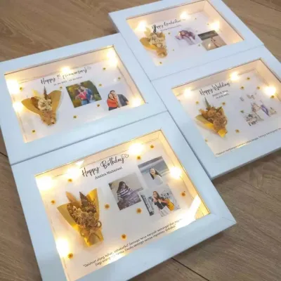 1 Paket Kado Ultah Wisuda Wedding Anniversary Flowers Frame | FRAME 3D Bingkai Wisuda / Dried Flowers in Frame