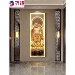 New Chinese Style Decorative Painting Metteer Buddha Image for Entrance Hall Background Wall Hanging Art Zen Smile Constantly Open Wall Picture Light