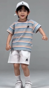 Baby Boys Clothes Set Kids Boys Terno Set 0‑5Y Soft Cotton Horse Embroidery Striped Short Sleeve T‑Shirt + Shorts Toddler Outdoor Casual Outfit For Little Boys