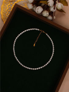 Natural Freshwater Pearl Necklace Luxury Womens Style Small Crowd Lockbone Chain French Style Plain Ring Elegant Gift for Girlfriend Mother