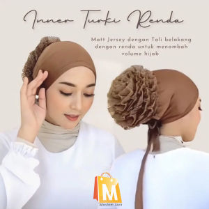 Inner Turki Jersey Mix Brukat Premium Ciput Turkie Dalaman Kerudung Iner Cepol Tali Belakang Sanggul