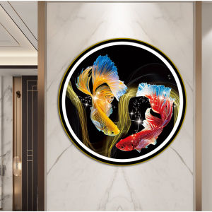 Two Fish Pattern Cross-Stitch Kit DIY Handicraft with Double Koi Fish in a Chinese-style Scenery of Abundant Fortune Pre-Printed Embroidery Material Pack