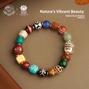 POTALA PALACE | Potala Palace Cow Bone Obsidian Diverse Tiger Tooth Bead Eighteen Bodhisattva Prayer Beads