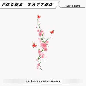 Peach Blossom Flower Temporary Tattoo Stickers Womens Colorful Waterproof Long-lasting Single-use Arm Lock Bone Stickers
