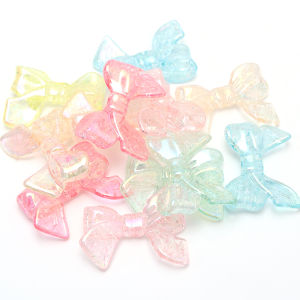 10pcs Acrylic Cracked Bow Shape Bead 31x24mm Mixed Color Loose Spacer Beads for Jewelry Making DIY Bracelet Necklace Accessories