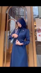 COD Aleena Set Dress + Outer Brokat TIle BUSUI Gamis Murah Gamis Terbaru 2024 Viral Kekinian Promo