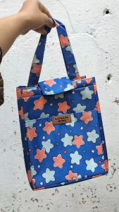 Tas bekal makanan motif bunga waterproof tas kotak makan tenteng lunch bag anak dan dewasa anti air