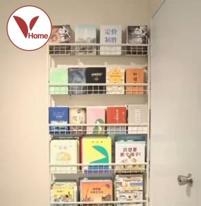 Vhome เหล็ก ชั้นวางหนังสือเด็ก ชั้นวางหนังสือด้านหลังประตู ห้องนอน ห้องครัว อเนกประสงค์ ประหยัดพื้นที่ ทนทาน