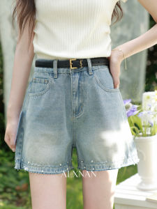 Quần Short Đenim A-Line Cao Waisted Màu Xanh Nhạt