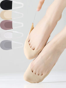 5 Pairs Invisible Boat Socks Women Summer Breathable Non-Slip Socks for High Heels Shoes Ice Silk Thin Half-Palm Suspender