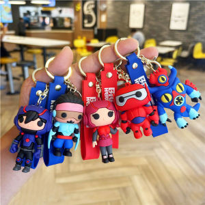 Anime Big Hero 6 Figure Keychain Cute Baymax Hiro Hamada Car Key Accessories Couple Schoolbag Pendent Toy Gift for Children