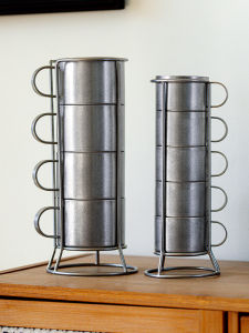 Retro Japanese Snowflake Sand 230ml Large Stainless Steel Coffee Cup Camping Outdoor Rack Stackable Cups Texture Pattern