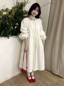 CHOUXIE | Trendy French Style White Long Sleeve Dress