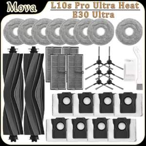 For Mova E30 Ultra/L10S Pro Ultra Heat Robot Vacuum Accessories Main Brush HEPA Filter Side Brush Mop Dust Bag Replacement Parts