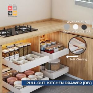 [SG Seller] Kitchen  Cabinet pull out drawer style pull basket cabinet double layer bowl and dish cabinet DIY
