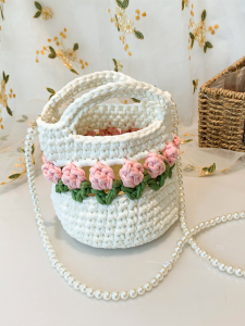 Tulip Hand-Woven Bag Wool DIY Material Package Simple Gifts for Girlfriend Crossbody Bag Finished Summer