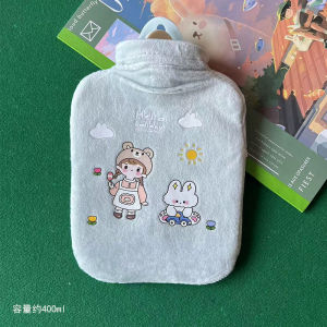 Cute Removable Rabbit Velvet Hot Water Bottle Cartoon Design for Warm Hands Feet Stomach Filling Rubber Material Household Use