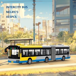 415PCS Inter-city bus Building Blocks model city car childrens toy Assembly Small Particle Boy and Girl Gift Ornament