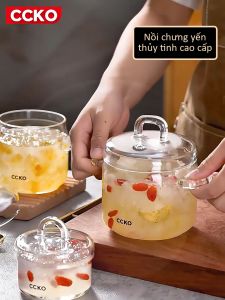 Tô Chưng Yến Đun Được Trên Bếp Lửa Dùng Lò Vi Sóng CCKO 315ml Thố Thủy Tinh Borosilicate Chịu Nhiệt Chống Nứt Vỡ Tay Cầm Chống Nóng Cao Cấp