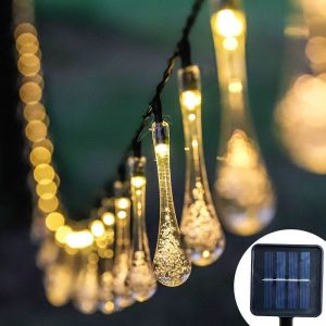 Water Drop Solar String Lights Waterproof Outdoor Decoration Garland Fariy Lights Wedding Birthday Party Garden