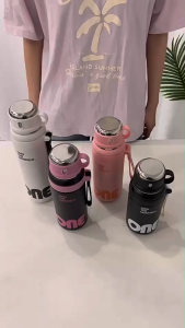 Thermos Bottle 600ml/800ml/1000ml Tumbler 316 Stainless Steel Flask Thermos Handle Straw Thermos Cup Botol Air Tahan