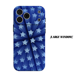 Blue Starburst Phone Case for iPhone 18 17 16 15 14 13 12 11 Air Pro Max Plus Double-layer Cover