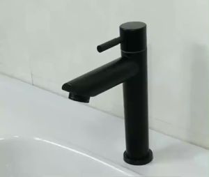 BOOMBANG Kran Wastafel Stainless Mewah Hitam/Perak Kran Cuci Tangan Keran Air Wastafel 1/2 Inch