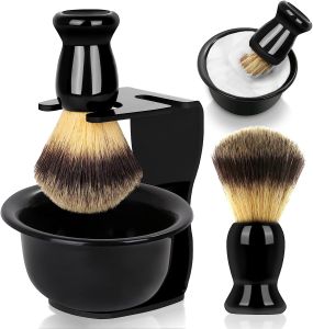 Shaving Brush Set 3-in-1 Shaving Set with Shaving Brush Shaving Bowl and Shaving Stand  Fathers Day Mens Shaving Gift Set