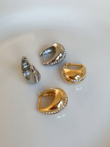 Affordable Luxury Style Metal Diamond Studded Hollow Water Drop Earrings