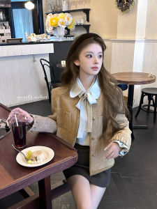 Áo Khoác Ngắn Lụa Nhung Berkeley Holiday Cho Nữ Nơ Bướm Chất Liệu Khác Kiểu Dáng Ngắn Dài Tay Thường Ngày Mùa Thu 2024