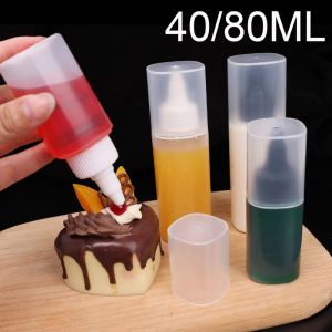Portable Sauce Bottles with Scale Cake Dessert Decoration Pigment Bottle Small Tomato Sauce Container Salad Dressing Jam Bottle