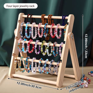 Solid wood multi-layer bracelet storage rack necklace and ankle chain trapezoidal display rack large capacity organizing rack
