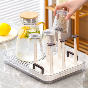 Thickened Glass Cup Rack Creative Water Pot Shelf Tea Cup Draining Tray Home Use Cup Holder Stand Plastic Material
