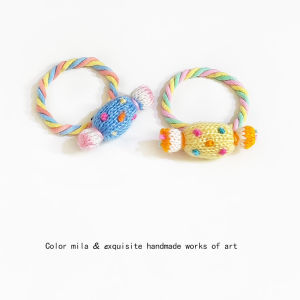 Dopamine Knitting Candy Hair Rope! Hand-Woven Wool Hair Ring Young Adult Heart Hair Band Headband Hair Accessories