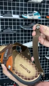 Sandal Slop Pria Casual Kekinian Kulit Import Premium Tali Belakang Sendal Khamzo K10 Slide Slop Santai Kasual