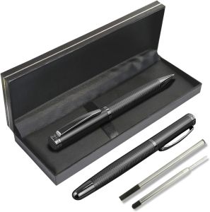 1 Set of Ballpoint Pen and Rollerball Pen with Two Replaceable Pen Refills and Gift Box Suitable for Business School Journaling