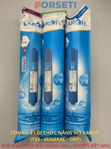 Bộ 3 Lõi Chức Năng 569 Karofi Gồm T33 Mineral ORP Alkaline Dành Cho Các Máy Lọc RO Giúp Tạo Vị Bổ Sung Khoáng Và Cân Bằng pH Cho Nước