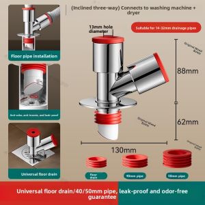 MONLEYTA | Washing Machine Drain Pipe Three-Way Valve Odor-Proof Sink Drain Pipe Two-In-One Diverter ABS Silicone Material