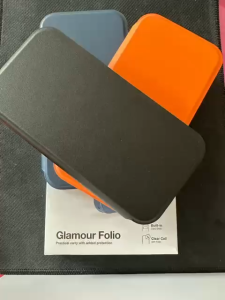 AMAZINGTHING Glamour Folio Vegan Leather Magsafe Case for iPhone 17 Pro (6.3)/ 17 Pro Max (6.9) - Titan Black/ Titan Blue/ Titan Orange