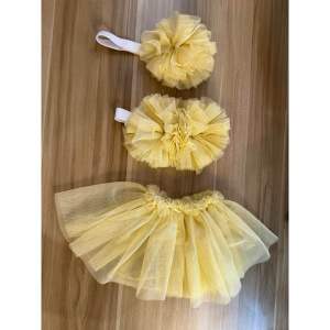 3 IN 1 SET (3PCS SET TUTU SKIRT FLOWER TUTU TOP AND TURBAN NEWBORN  UP TO 12M (0-12MONTHS)