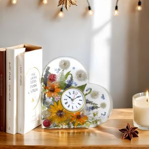 Heart-Shaped Clock Mold Set 1Pc Clock Mold + 1Pc Movement DIY Heart-Shaped Standing Clock Mold Heart-Shaped Clock Decoration Silicone Mold Clock Mold Set Practical Mold Set Atmosphere Decoration Creative Birthday Gift Gift for Friends Gift for...