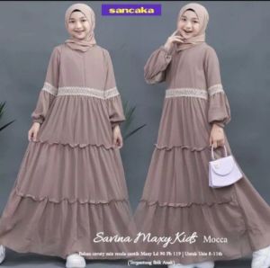 Gamis Ceruty Babydoll Anak //Model Serut Susun + Renda Terbaru //Usia 9 - 16 Tahun