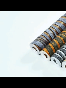 MT European three-dimensional embossed gold-stitched curved wallpaper living room background wall luxury high-end home TV background wallpaper (10m x 45cm)