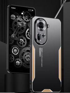 Oppo Reno11 International Version Ultra-Thin Silicone Protective Case Full Lens Cover Metal Soft Shell Business Style for Men