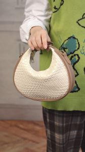 Sling Bag For Woman Dumpling Bag Simple Casual Retro Handheld Weaving Pattern