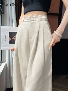 La Chapelle | Summer Lightweight High Waist Loose Fit Linen Trousers for Petite Women
